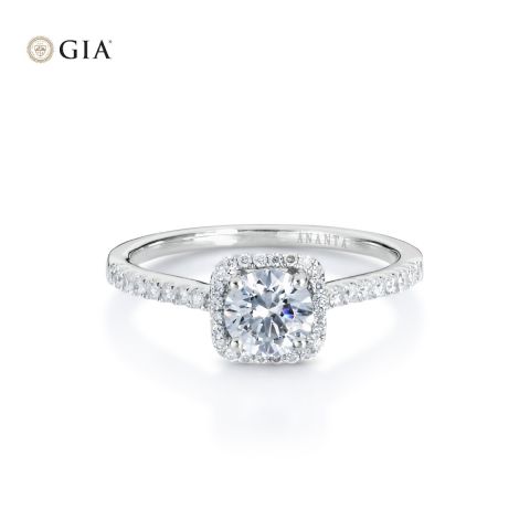 Cushion Pave Halo Solitaire