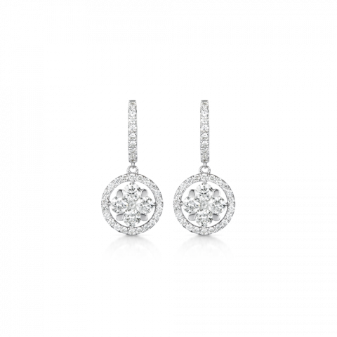 Pave Illusion Halo Drop Earrings